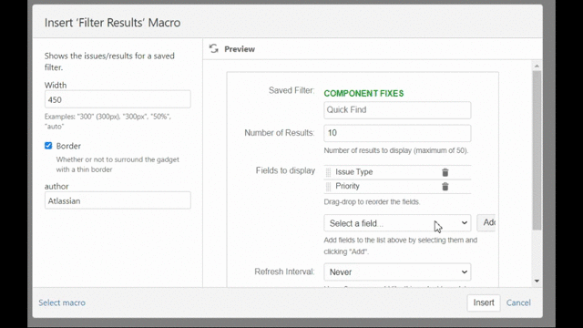 Custom multi select field not shown in settings nor preview of JIRA Result Filter.gif