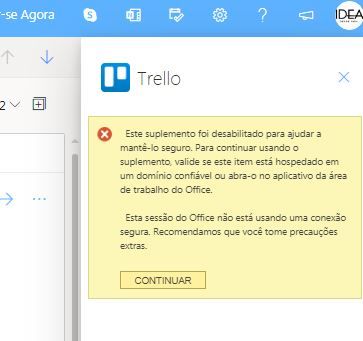 erro suplemento Trello para Outlook no Chrome.JPG