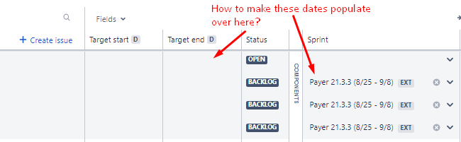 how to make sprint dates populate target dates.png