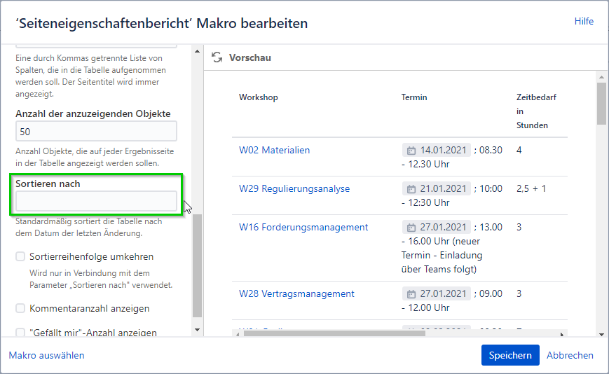 Makro 'Seiteneigenschaftenbericht' - Parameter 'Sortieren nach' geändert auf 'empty'.png