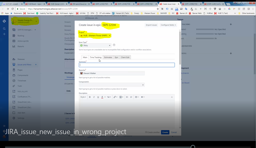 Jira issue - New issue in wrong project 4 - .PNG