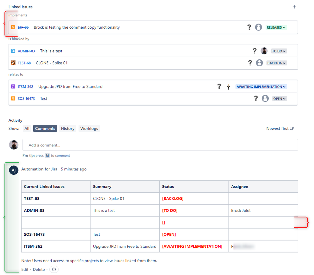 Print linked issues RESULT.png