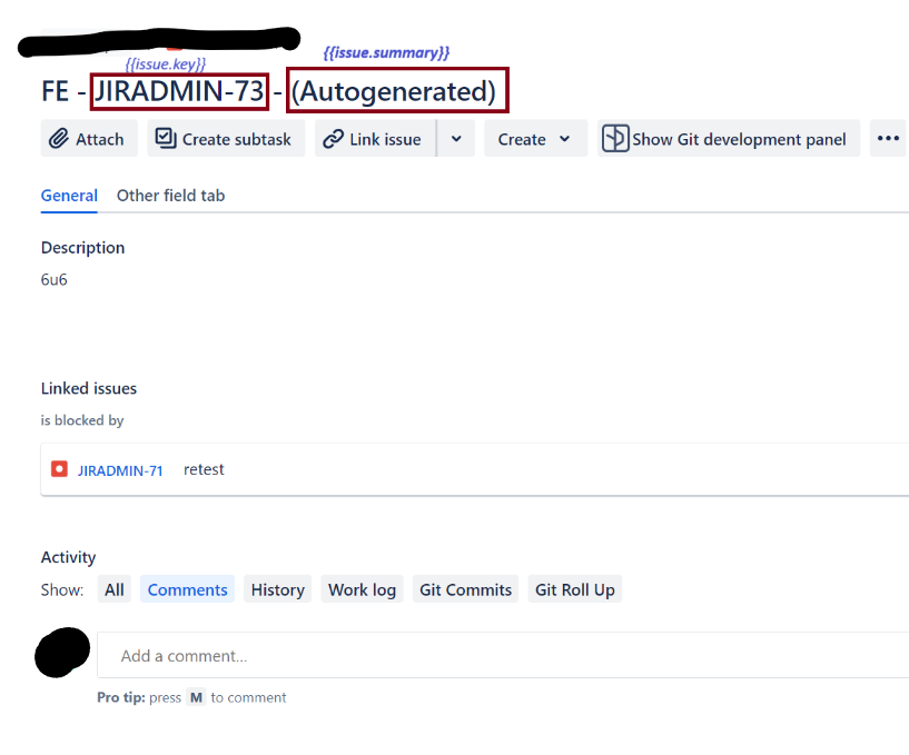 Simple rule - Clone - issue.key works but not issue.summary.png