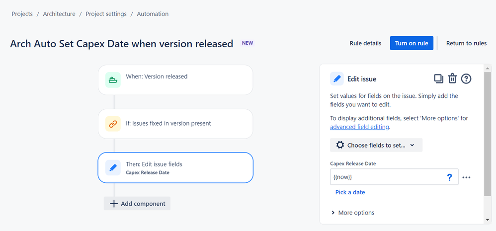 Automation to set a capex date on version release.png