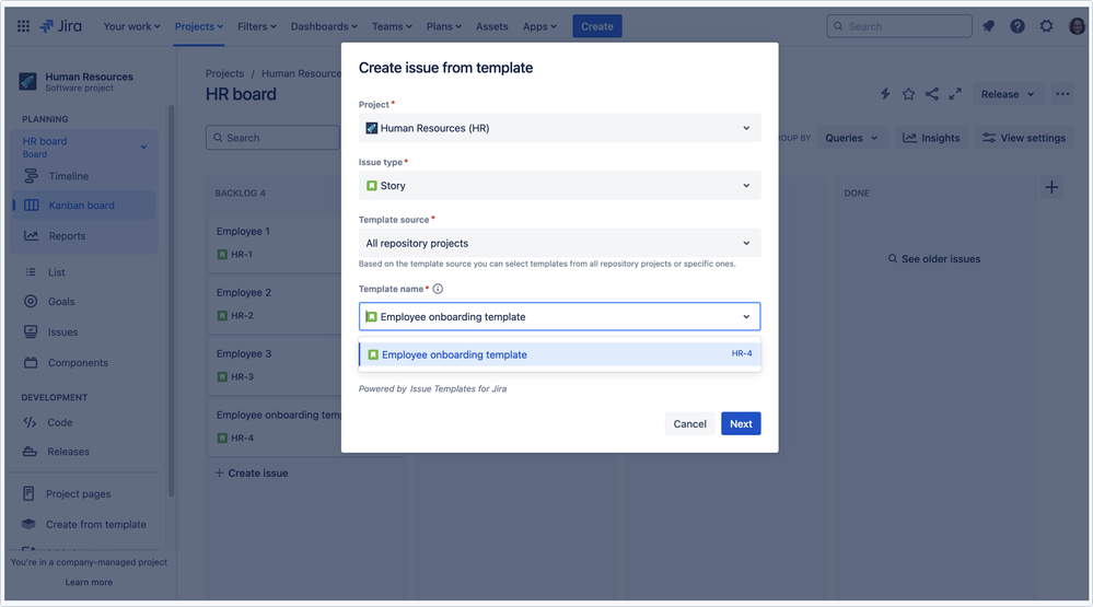 2_creating issue from the template using Issue Templates for Jira.png 2_creating issue from the template using Issue Templates for Jira.png