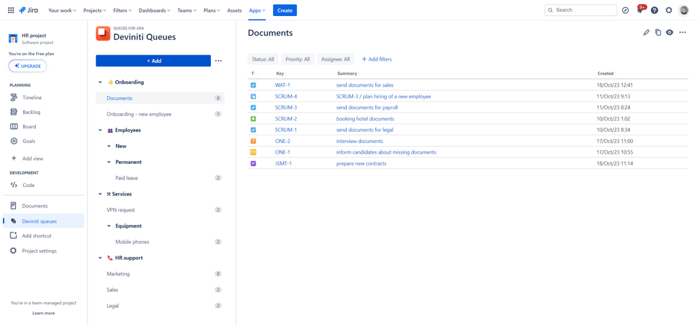 3_exemplary cross-project view in JSM using Queues for Jira Service Management.png