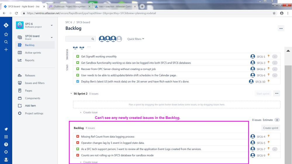 Newly Created Issues in the Backlog don't Appear in Backlog.jpg