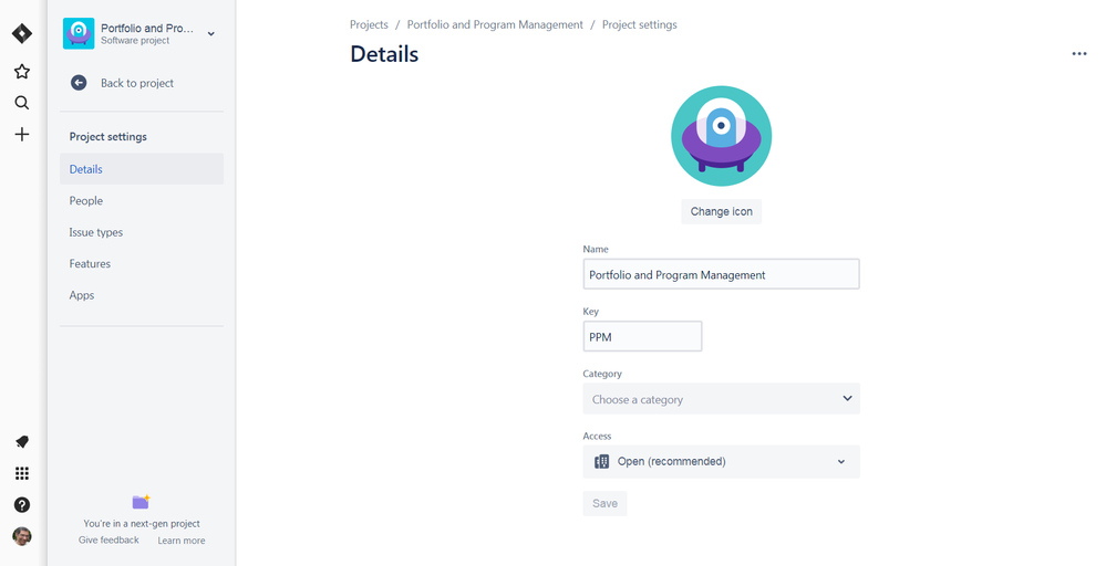 Projects Settings screen.png